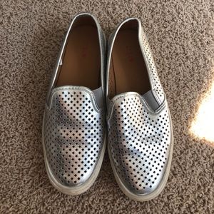 J.Crew silver cutout slip on sneaker